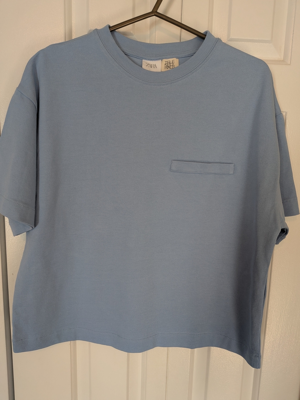 Zara Boy's Light Blue Short Sleeve Faux Pocket Tee
